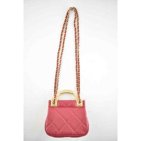 Chanel 21A Pink Mini Flap Card Holder With Chain Handle Shoulder Crossbody Bag - Picture 9 of 12